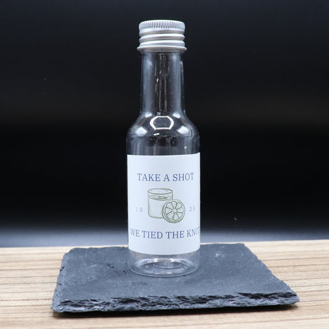 Personalised Miniature Alcohol Bottles Wedding Favours  - Take A Shot Lime Design