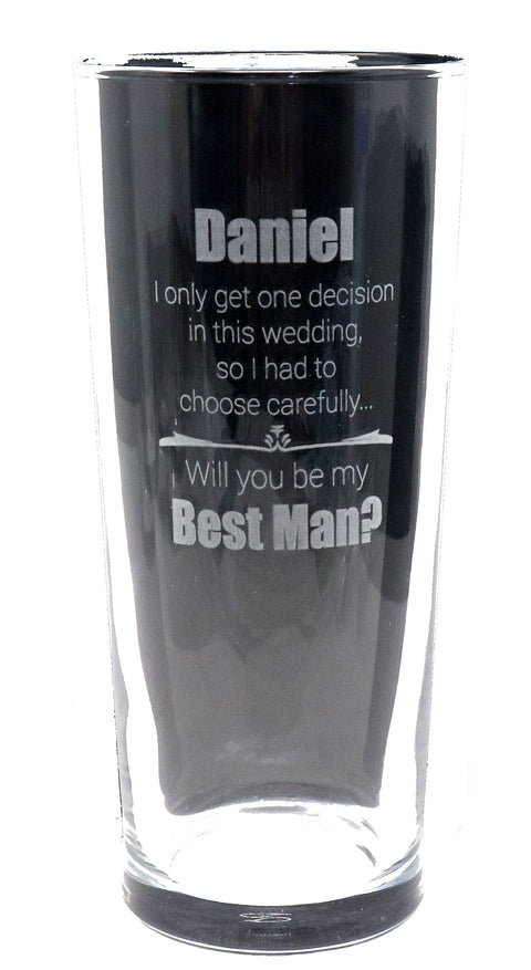 Personalised Pint Glass - Will You By My? Wedding Design