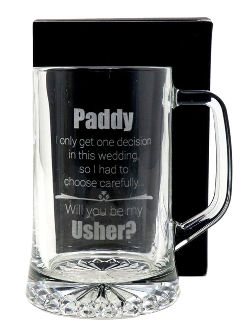 Personalised Pint Glass Tankard - Will You Be My Best Man? Wedding Design