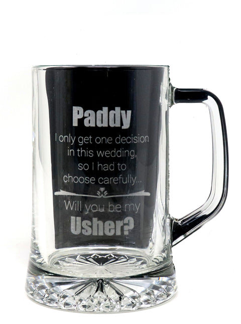 Personalised Pint Glass Tankard - Will You Be My Best Man? Wedding Design