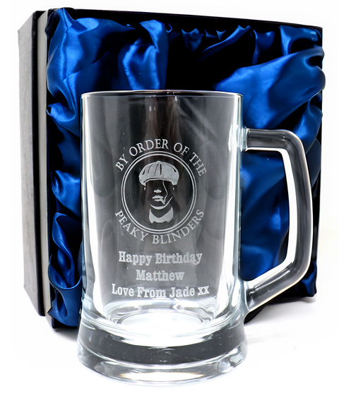 Personalised Pint Glass Tankard - Peaky Blinders Design