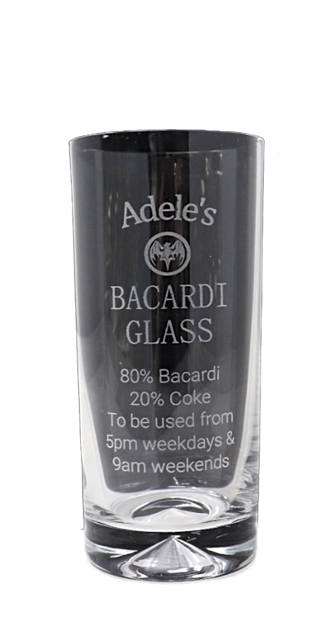 Personalised Highball Glass & Miniature - Bacardi % Design