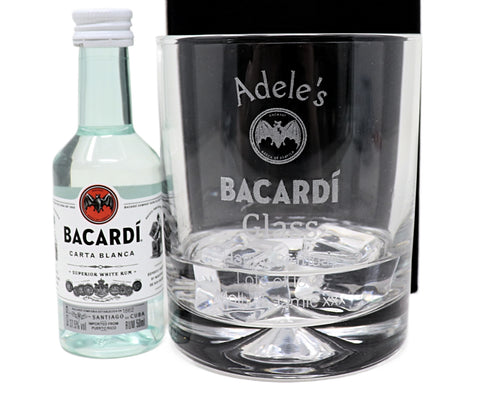 Personalised Glass Tumbler & Miniature - Bacardi Design