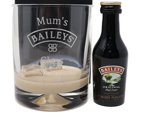 Personalised Glass Tumbler & Miniature - Baileys Design