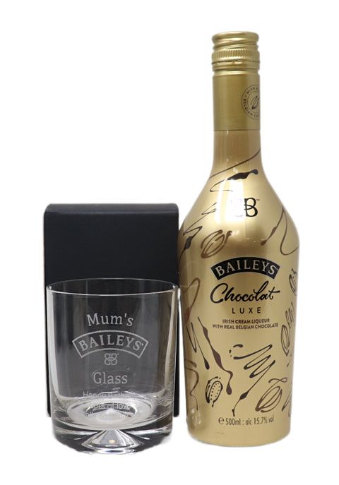 Engraved Baileys Glass & Bottle of Baileys Chocolat – Regalo