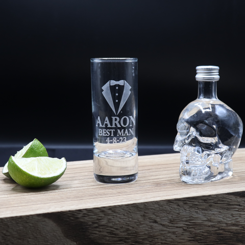 Personalised Best Man Wedding Shot Glass & Miniature Alcohol Gift Set