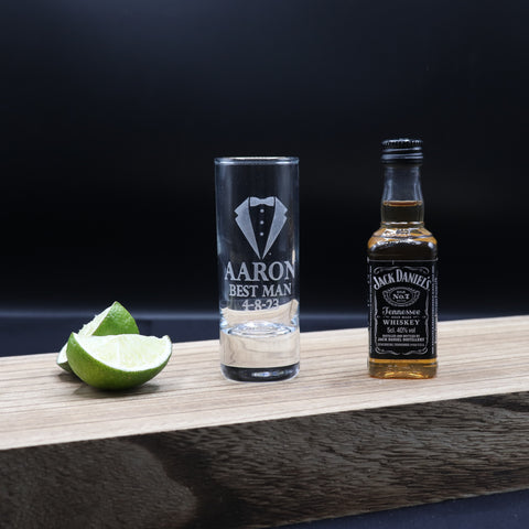 Personalised Best Man Wedding Shot Glass & Miniature Alcohol Gift Set