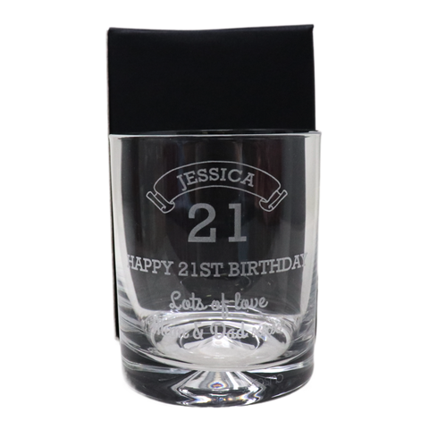 Personalised Glass Tumbler - Birthday Age Design