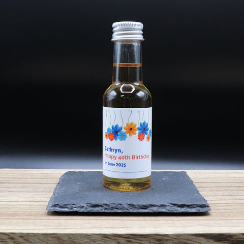 Personalised Miniature Alcohol Bottles - Birthday Bright Flowers Design