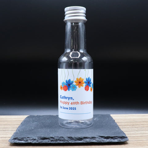 Personalised Miniature Alcohol Bottles - Birthday Bright Flowers Design