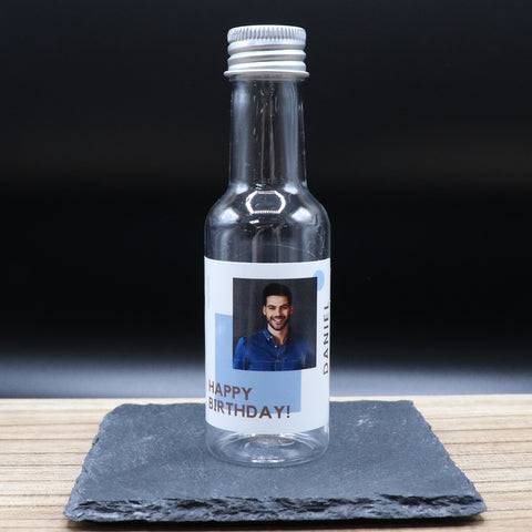 Personalised Miniature Alcohol Bottles - Birthday Blue Photo Design