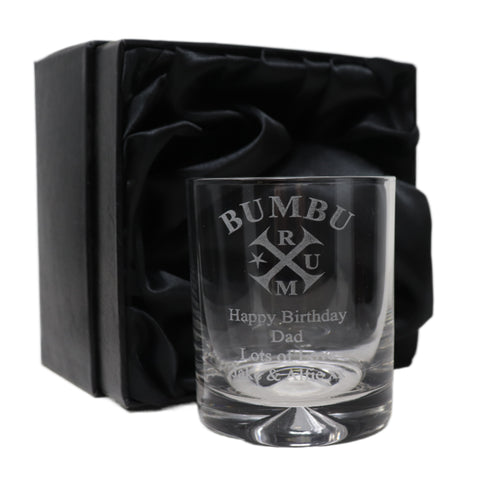 Personalised Glass Tumbler - Bumbu Rum Design