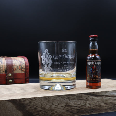 Personalised Glass Tumbler & Miniature - Captain Morgan Pirate Design