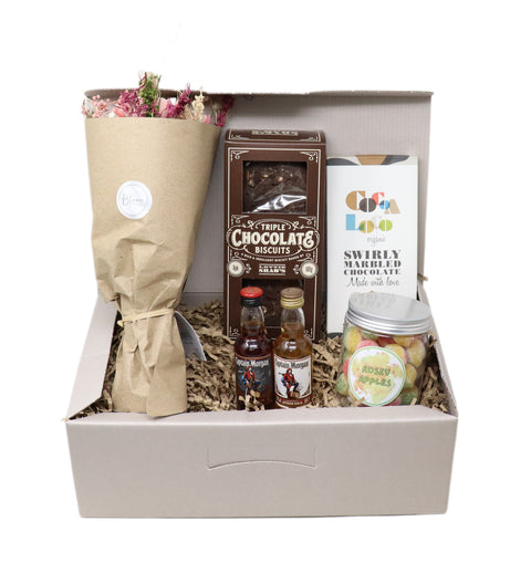 Captain Morgan Rum, Flowers & Treats Hamper Gift Box