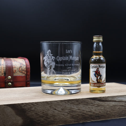 Personalised Glass Tumbler & Miniature - Captain Morgan Pirate Design