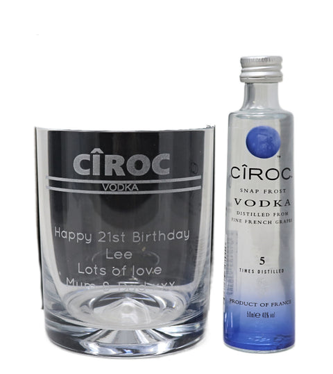 Personalised Glass Tumbler & Miniature - Ciroc Banner Design