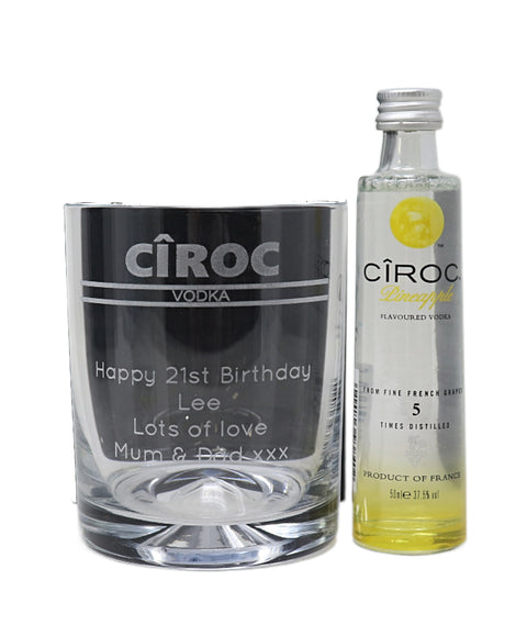 Personalised Glass Tumbler & Miniature - Ciroc Banner Design