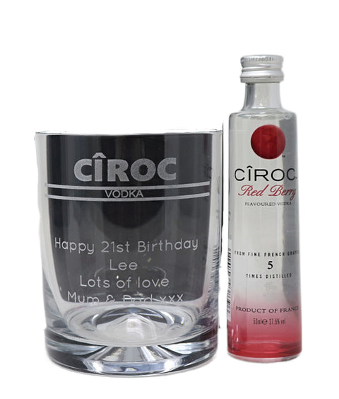 Personalised Glass Tumbler & Miniature - Ciroc Banner Design