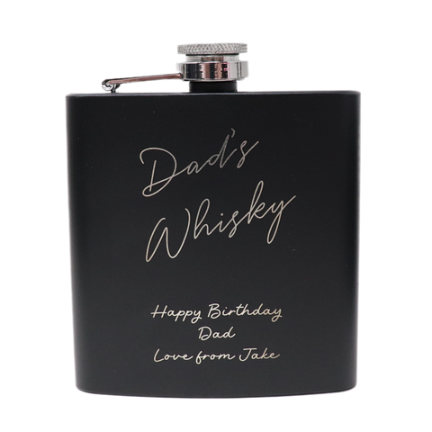 Personalised Black Hip Flask - Whisky Design