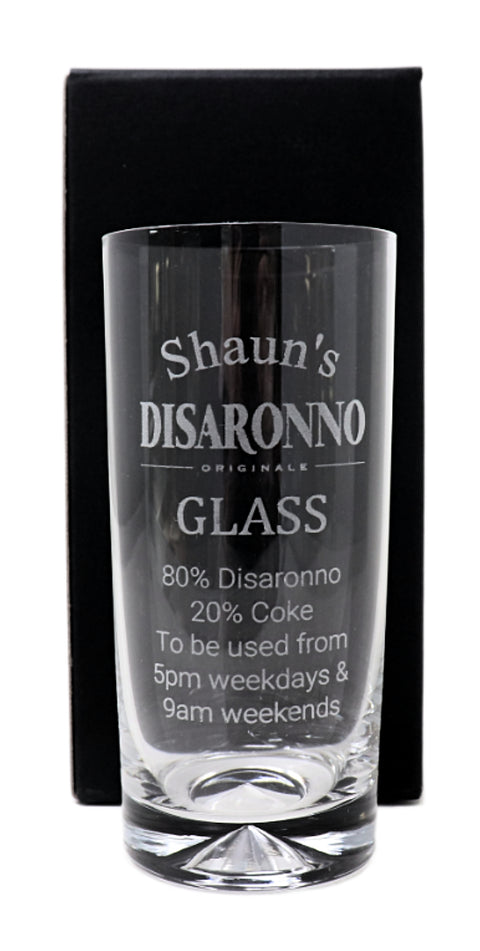 Personalised Highball Glass & Miniature - Disaronno % Design