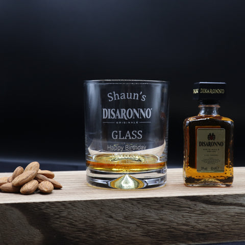 Personalised Glass Tumbler & Miniature - Disaronno Design