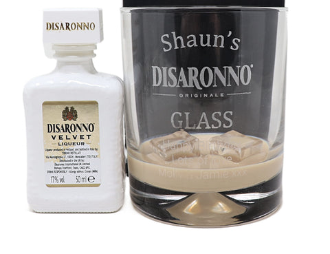 Personalised Glass Tumbler & Miniature - Disaronno Design