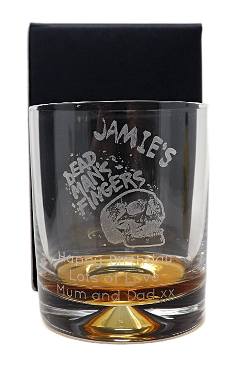 Personalised Glass Tumbler & 70cl Rum - Dead Man's Fingers Design