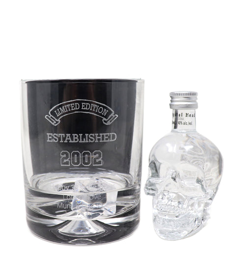 Personalised Established Birthday Glass Tumbler & Miniature Alcohol Gift Set