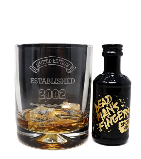 Personalised Established Birthday Glass Tumbler & Miniature Alcohol Gift Set