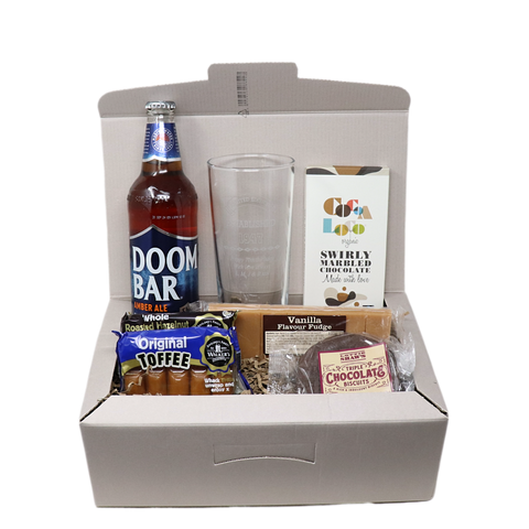Personalised Pint Glass & Beer Hamper Gift Box - Established Birthday Design