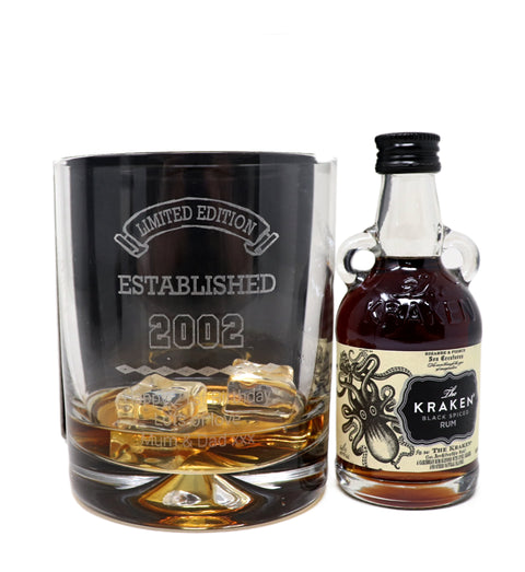 Personalised Established Birthday Glass Tumbler & Miniature Alcohol Gift Set