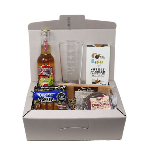 Personalised Pint Glass & Desperados Beer Hamper Gift Box - Father's Day Design