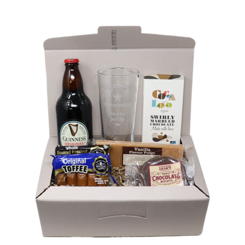 Personalised Pint Glass & Guinness Hamper Gift Box - Father's Day Design