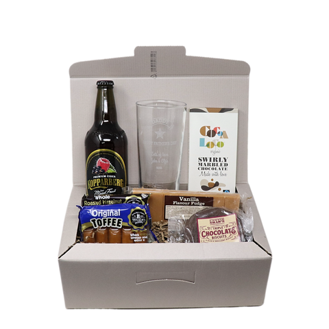 Personalised Pint Glass & Kopparberg Cider Hamper Gift Box - Father's Day Design