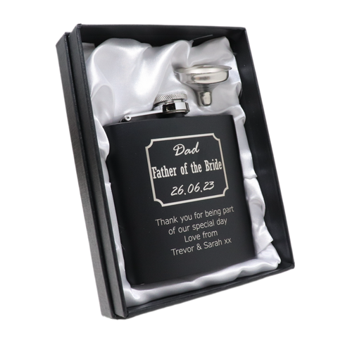 Personalised Black Hip Flask - Best Man Wedding Design