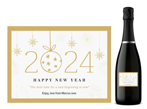 Personalised Prosecco Bottle Label - Gold New Year Design
