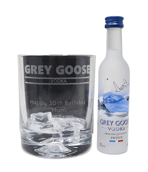 Personalised Glass Tumbler & Miniature - Grey Goose Banner Design