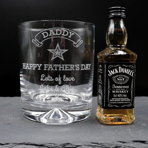 Personalised Glass Tumbler & Miniature Alcohol - Fathers Day Design