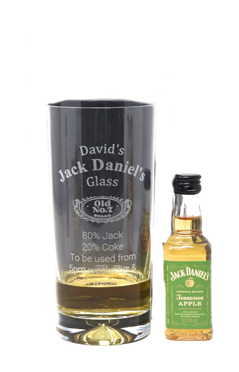 Personalised Highball Glass & Miniature - Jack Daniels % Design