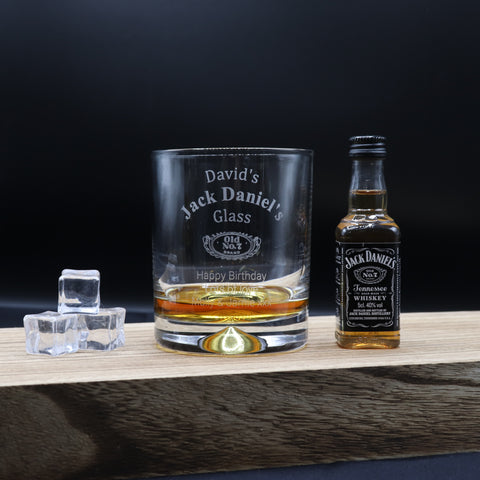 Personalised Glass Tumbler & Miniature Gift Set - Jack Daniels Design