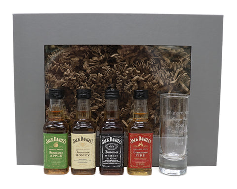 Personalised Tall Shot Glass & Jack Daniel's in Presentation Gift Box