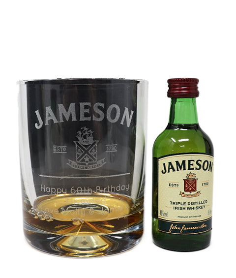 Personalised Glass Tumbler & Miniature - Jameson Label Design