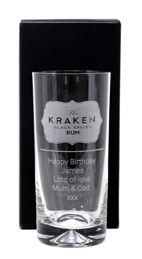 Personalised Highball Glass & 70cl Kraken Rum - Label Design