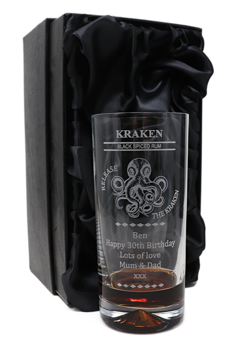 Personalised Highball Glass - Kraken Octopus Design