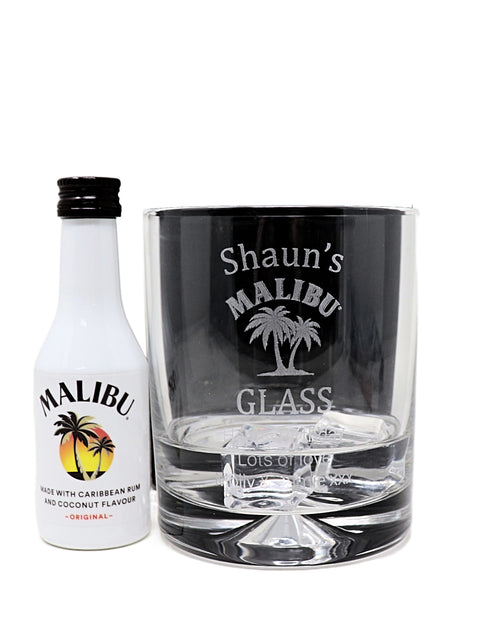 Personalised Glass Tumbler & Miniature - Malibu Design