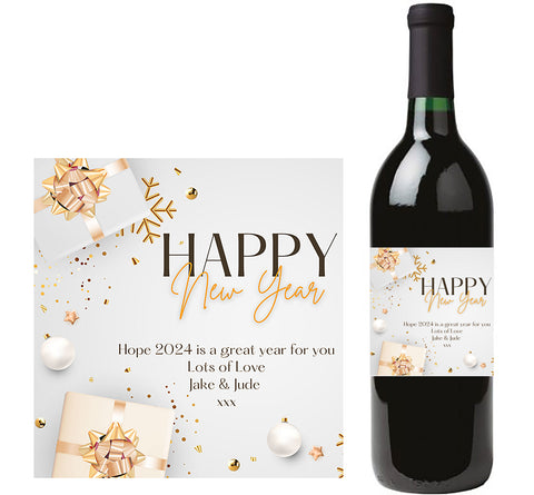 Personalised Wine Bottle Label - New Year Presents Design