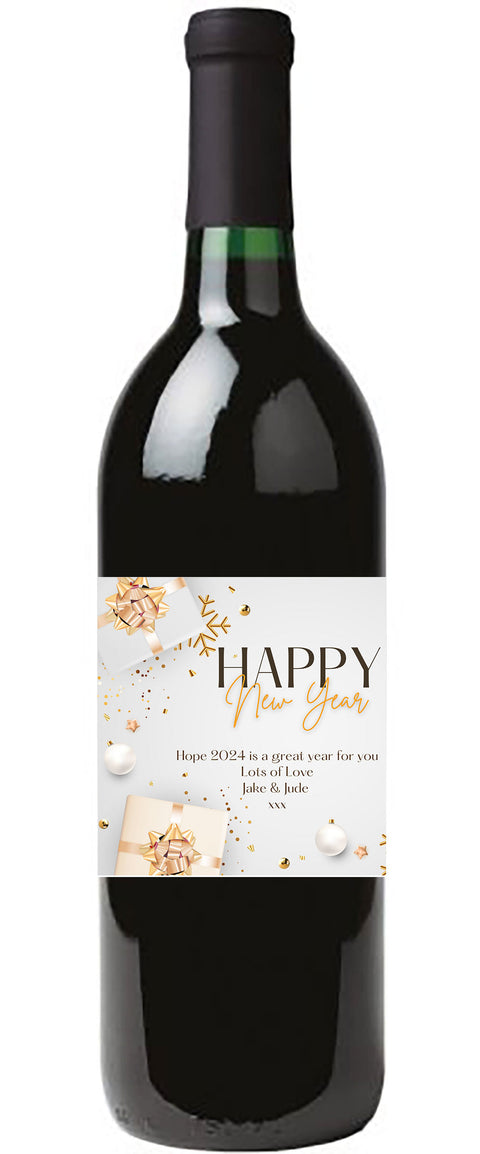 Personalised Wine Bottle Label - New Year Presents Design