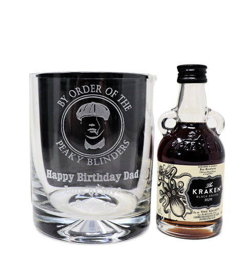 Personalised Glass Tumbler & Miniature - Peaky Blinders Design