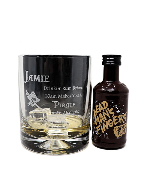 Personalised Glass Tumbler & Miniature - Pirate Rum Design
