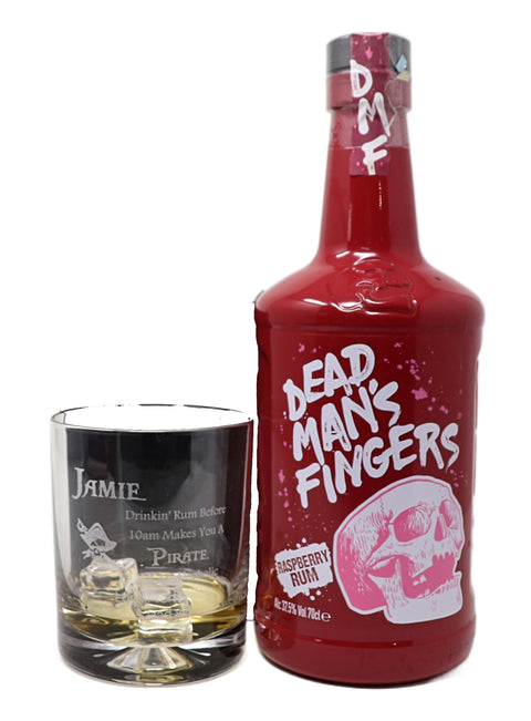 Personalised Glass Tumbler & 70cl Dead Man's Fingers - Pirate Rum Design